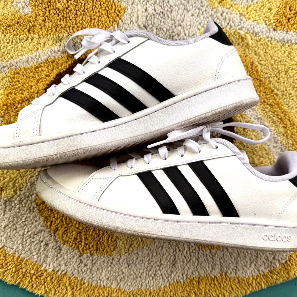 Adidas Classic White and Black Striped Sneakers